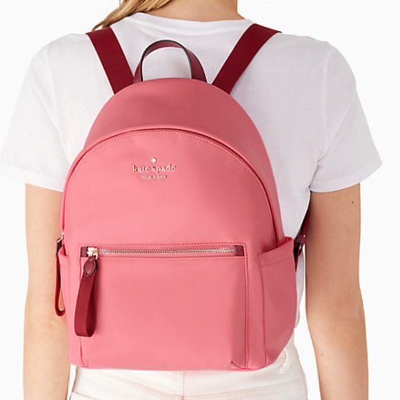 Kate Spade Chelsea Nylon Medium Backpack Deep Dahlia Pink - Picture 13 of 16